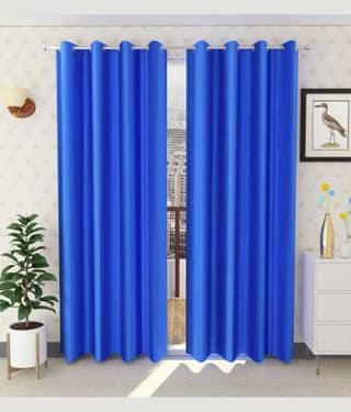 N2C Home Solid Semi-Transparent Eyelet Curtain 7 ft ( Pack of 2 ) - Blue