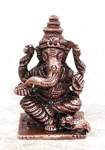 Searchers Paradise - Copper Idols Ganesh,1.6 inches, Copper Handmade 50 Grams, Patina Antique Finish, Pack of 1 Piece