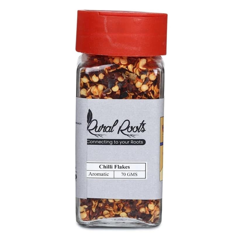 Rural Roots Chilli Flakes - 70g | Dry Red Chilli Flakes Seasonings | Spicy Dried Pizza Pasta Seasoning | 100% Natural Crushed Red Chili | Zero Added Colours, Fillers, Additives & Preservatives view 4