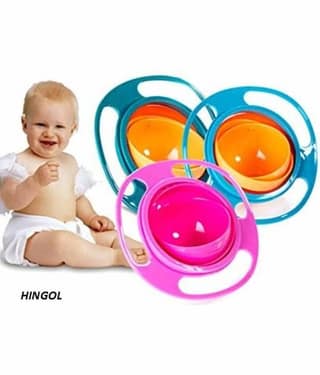 HINGOL No Spill Gyro Bowl for Baby and Kids, 360 Degree Rotation Spill Proof Food Bowl