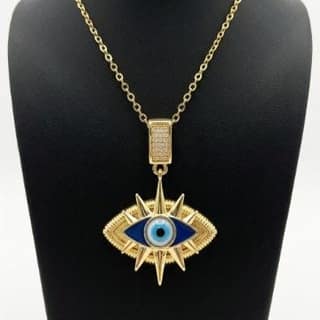 Evil Eye Starburst Pendant Necklace | Gold-Tone Anti-Tarnish Imitation Jewellery