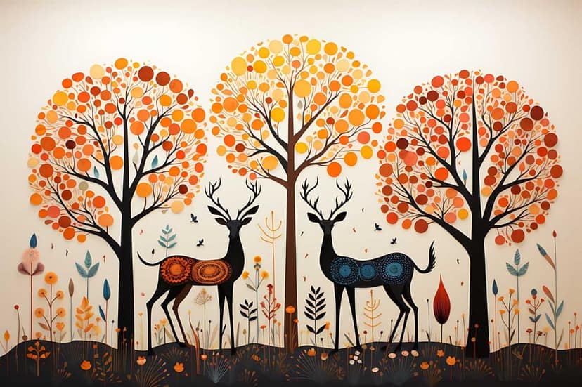 DEER IN A FOREST PAINTINGS 24in X 16in WITH BLACK FRAME view 2