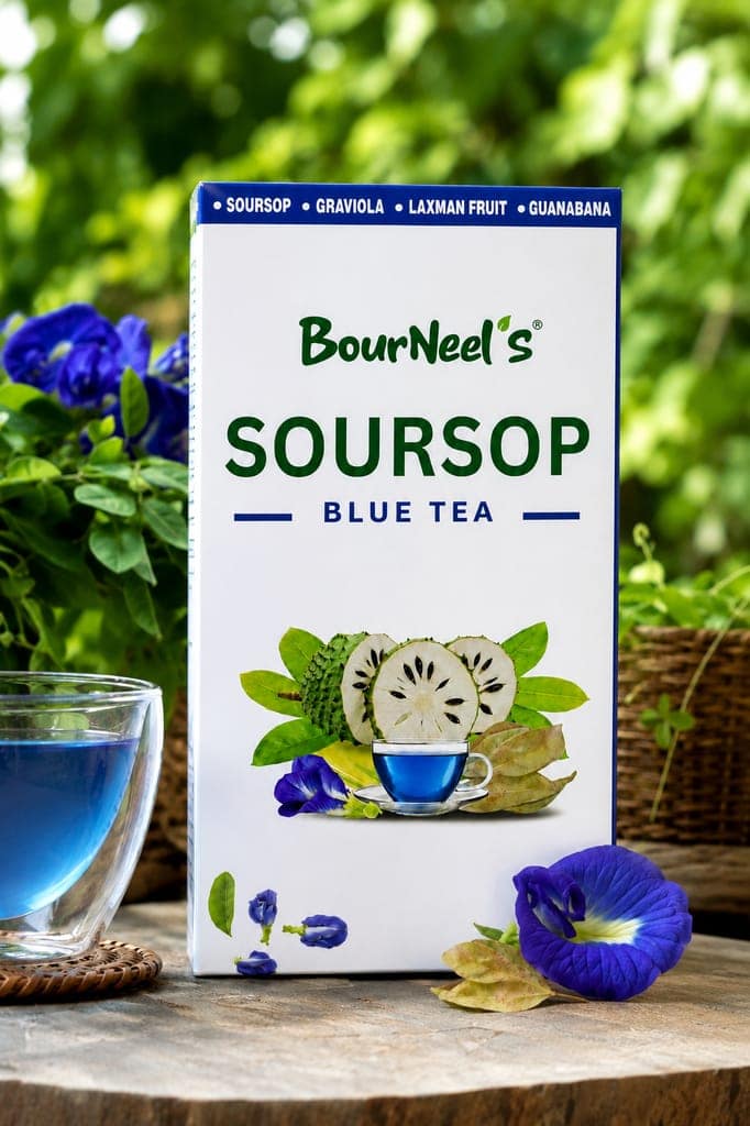 BourNeel's® Soursop Blue Tea Box (20 Bags) |Dipping Tea Bags | Combination of Dry Soursop/Graviola Leaves & Butterfly Pea Dry Flower | No Preservatives | Graviola Laxman Phal Dry Leaves | High Vitamin C | Kadha Tea | view 3