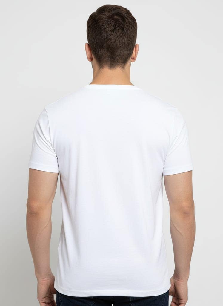 Men White Round Neck Printed T-Shirt – Positive Attitude Graphic Tee view 3