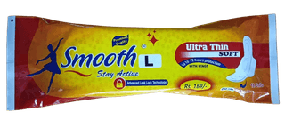 Smooth Ultra Thin Soft Sanitary Pads with Wings - 18 Count