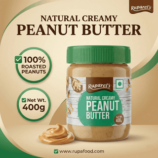 Ruparel’s Natural Creamy Peanut Butter 400g | 100% Roasted Peanuts | Source of Protein | Delicious & Wholesome | Smooth Nut Butter Spread for Bread, Sandwich & Smoothies