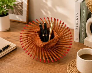 House of Ram Handmade Bamboo Pen Stand | Decorative Desk Organizer for Pens, Pencils & Stationery | Office & Study Table Accessory