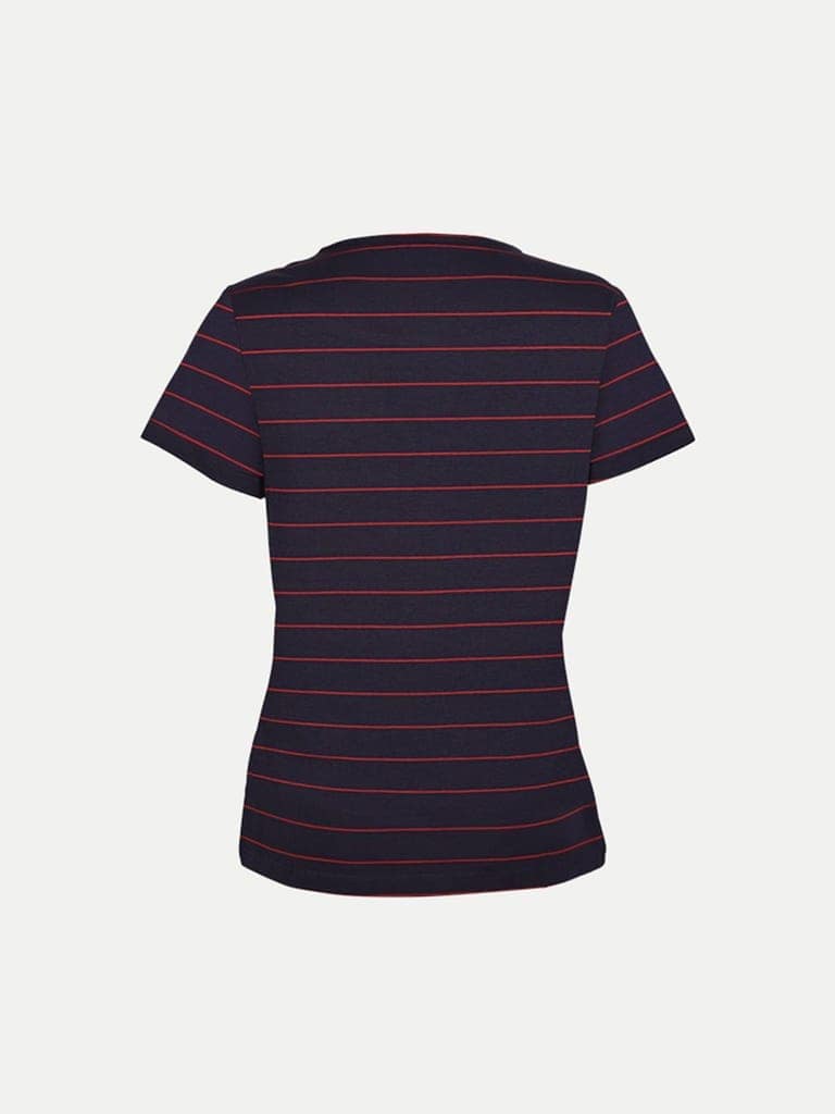Women Navy Striped Printed T- Shirts view 4