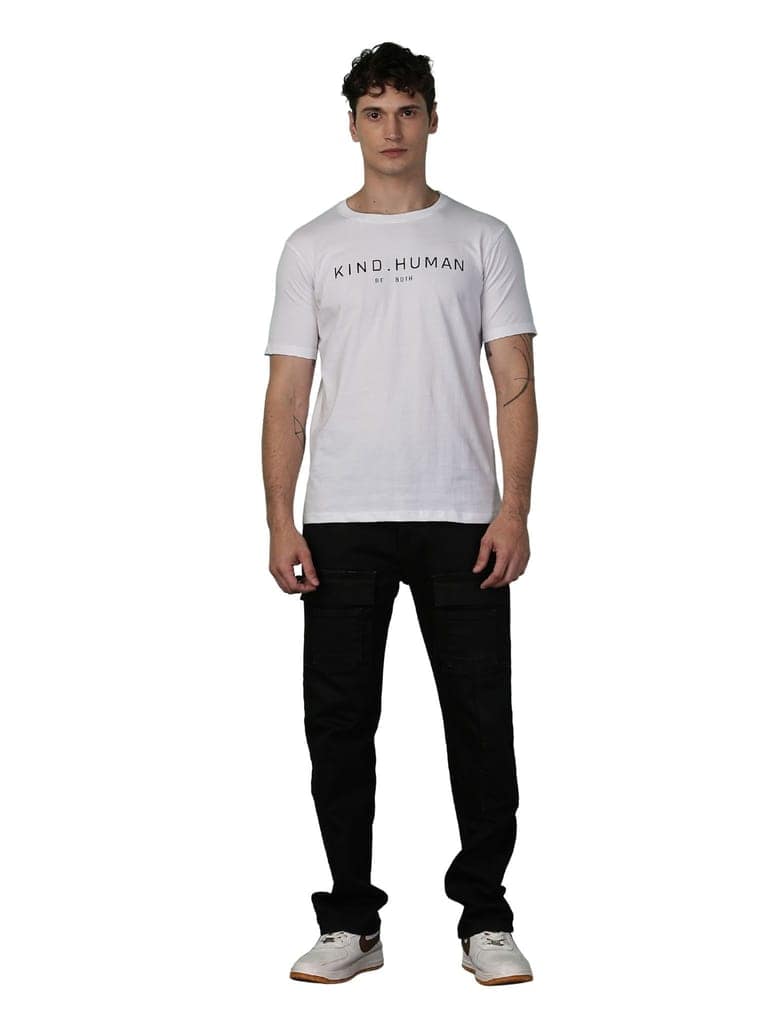 Cotton White Kind Human T-Shirt view 3