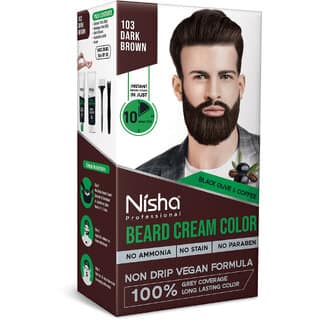 Nisha Beard Colour for Men (120gm) :-: Dark Brown, No Stain & Quick color in 10 Minute, Complete Grey Coverage