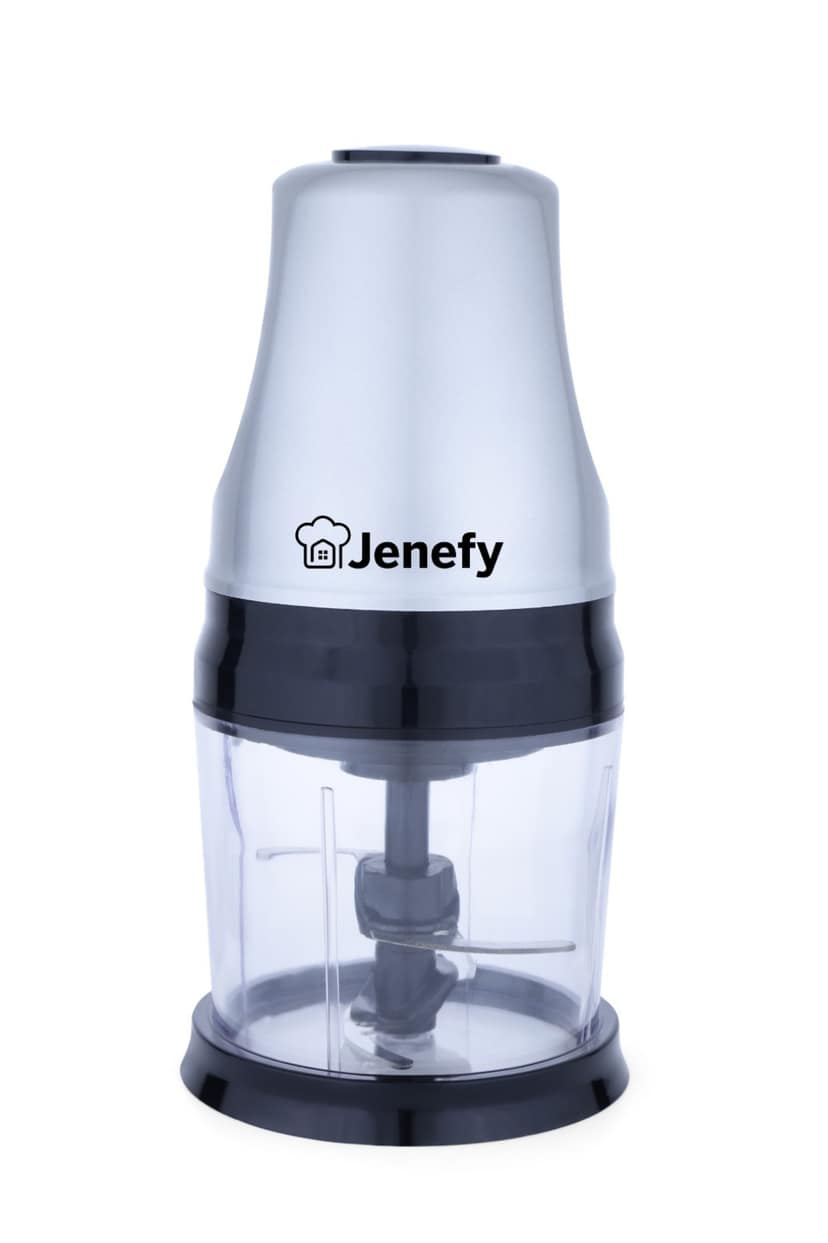 Jenefy Electric Vegetable Chopper for Kitchen 275 Watts Copper Motor 500 ml Bowl For Chop Mince Puree & Whisk 4 Bi Level Stainless steel Blade for Chopping Vegetable and Fruits Grey