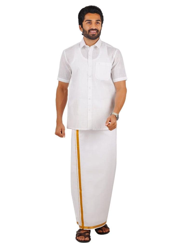 Mens Poly Cotton White Shirt Half Sleeves Celebrity White V3 view 6