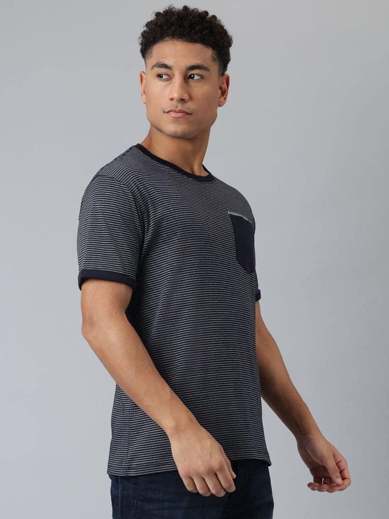Men Navy Regular Fit Crew Neck Neck T-Shirt view 6