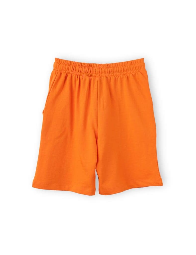 Boys Shorts Cotton French Terry Scarlet Ibis Orange Super Hero view 4