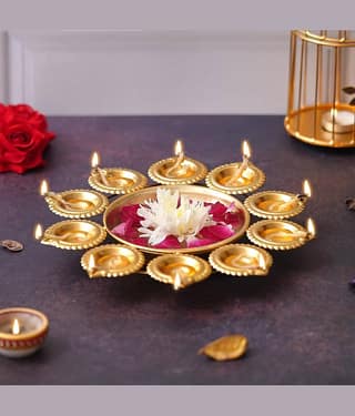 JaipurCrafts Gold Iron Diwali Diya