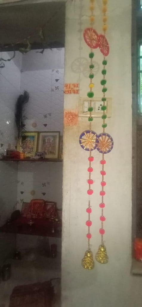 Festive Handcrafted Hanging Pompom 2 Chakri, Garland, Bandarwal, Torans for Diwali, Navratri, and Wedding. view 2