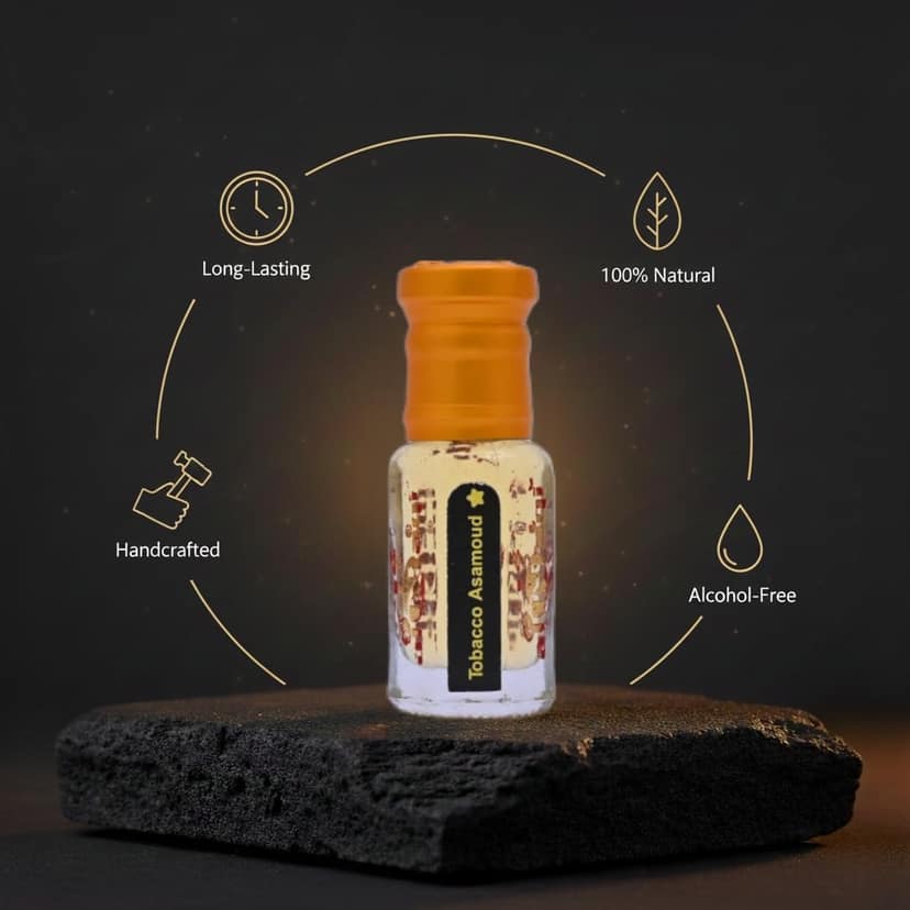 alnaqi fragrances Tobacco Asamoud Attar |Perfume Oil | Unisex Arabian Attar | Alcohol-Free Roll-On | Long-Lasting Concentrated Perfume Oil with Tobacco, Bergamot, Jasmine, Oud & Vanilla view 5