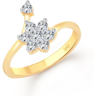 Vighnaharta Decent Flower CZ Gold and Rhodium Plated Alloy Finger Ring for Women and Girls - VFJ1318FRG8