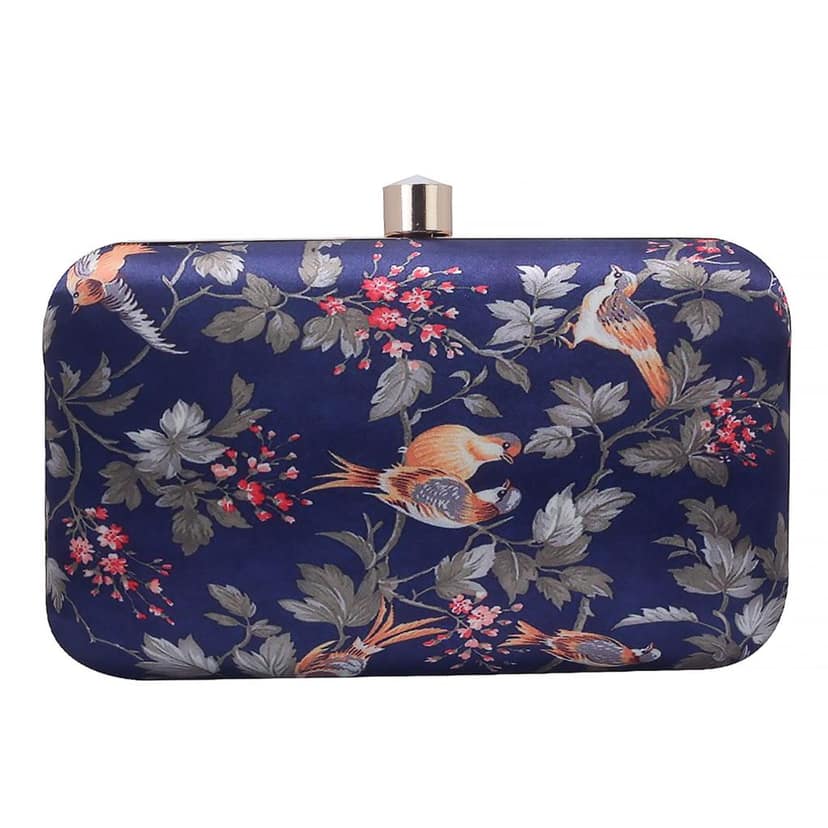 DARK BLUE WOMEN SILK SATIN FABRIC HAND CLUTCH CUM SLING BAG (pack of 2)