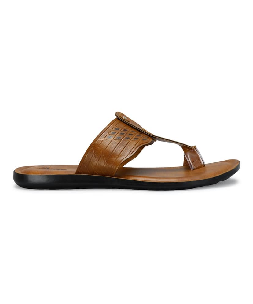 Paragon Men's Slip-on Tan Sandals for Men | Comfortable Sole & Durable view 3