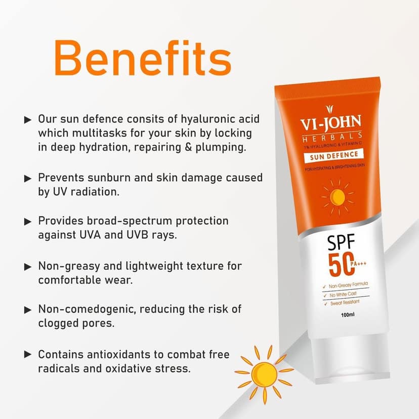 VI-JOHN Herbals Sun Defence Cream SPF50 PA+++ 100ML view 7