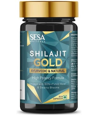 Sesa Shilajit Gold 30 Capsules | Shilajit with Gold Swarna Bhasma | Helps Boost Stamina & Power | 100% Ayurvedic