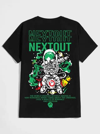 SCOTT FINCHER Men's Astronaut T-Shirt, Streetwear, Harajuku, Graphic Tee, Black T-Shirt, Men's Fashion, Casual Wear : AA(HSR)BLACK_18