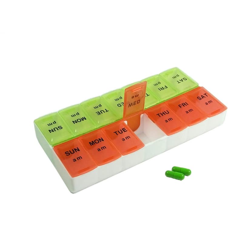 Aktive Life Pill Medicine Organizer Reminder Storage Box with Snap Lids 7-day AM/PM Larger Compartments for Bigger Pills, Weekly Medicine Organizer Twice a Day, Weekly Day and Night Pill Case for Vitamins, Fish Oils or Supplement view 2