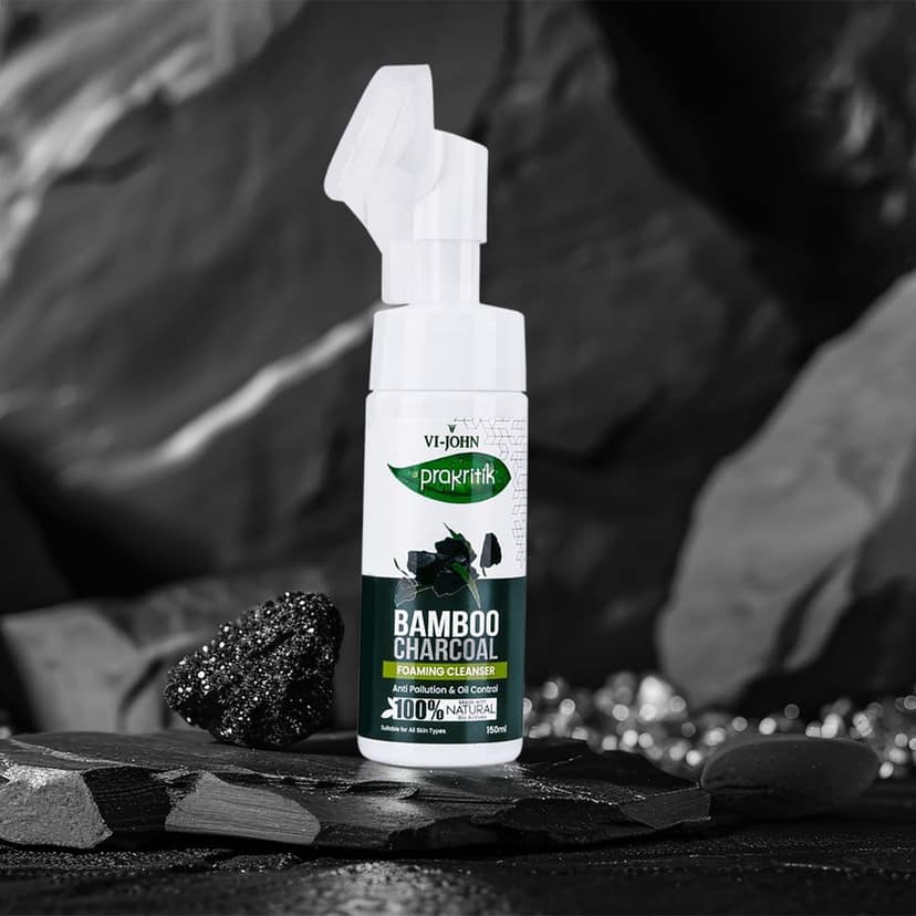 VI-JOHN PRAKRITIK Bamboo Charcoal Foaming , Removes Tan, 100% Natural Bio Actives - 150ml Face Wash (150 ml) view 4