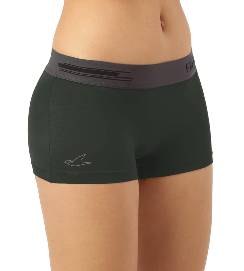 Freecultr Women's Underwear Antibacterial Micromodal Airsoft | Boy Short - Non-Itch, No Chafing, Sweat-Proof Comfort Pack of 1-Seaweed Green view 3