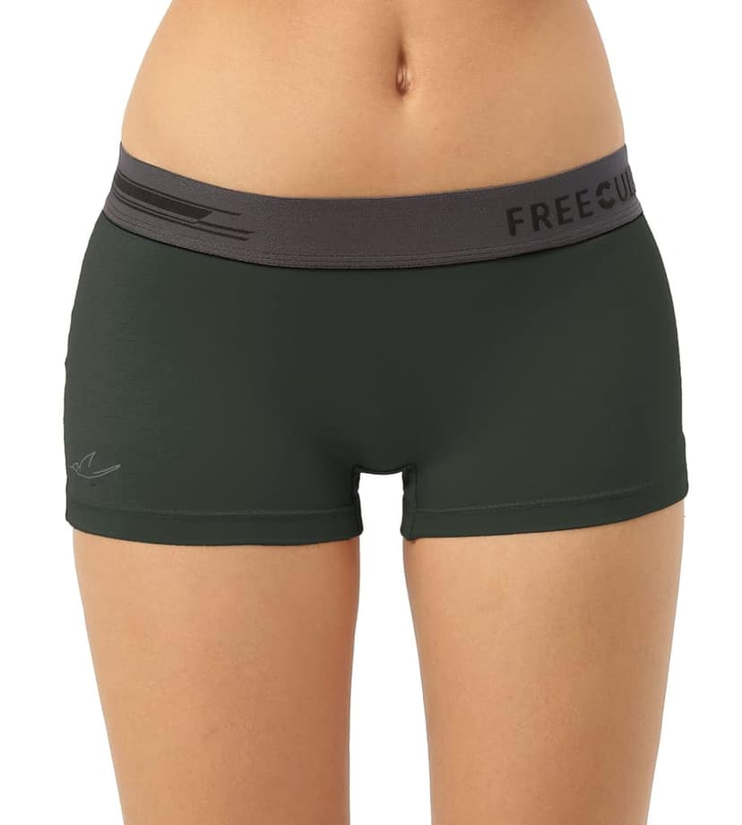 Freecultr Women's Underwear Antibacterial Micromodal Airsoft | Boy Short - Non-Itch, No Chafing, Sweat-Proof Comfort Pack of 1-Seaweed Green view 5