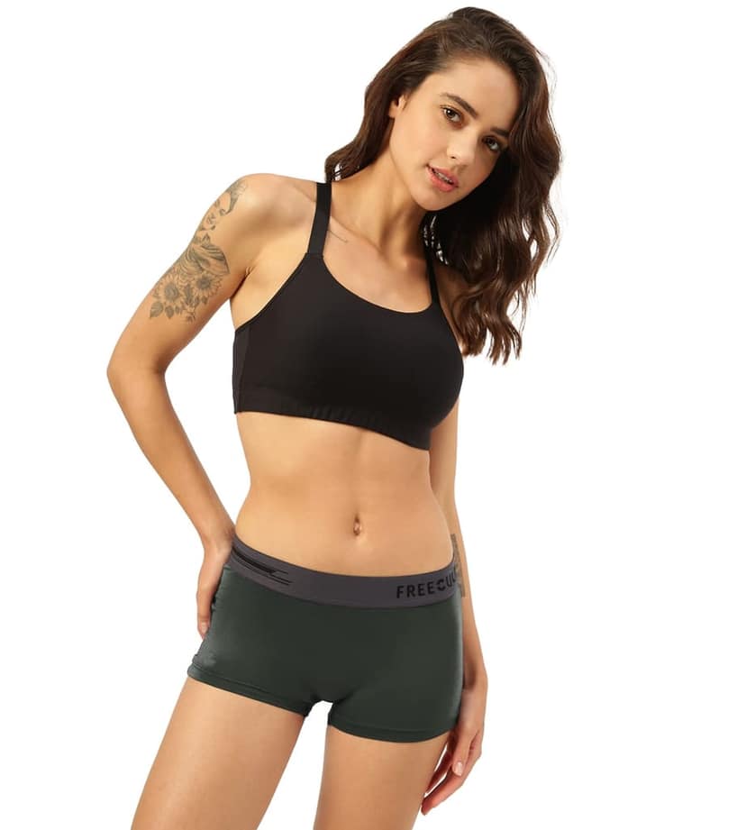 Freecultr Women's Underwear Antibacterial Micromodal Airsoft | Boy Short - Non-Itch, No Chafing, Sweat-Proof Comfort Pack of 1-Seaweed Green view 7