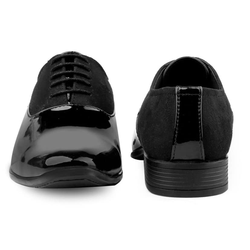 Bxxy's Faux Leather Semi Suede Classic Party Wear Lace-up Shoes for Men view 6