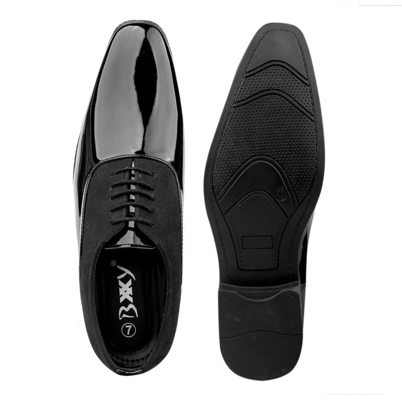 Bxxy's Faux Leather Semi Suede Classic Party Wear Lace-up Shoes for Men view 8