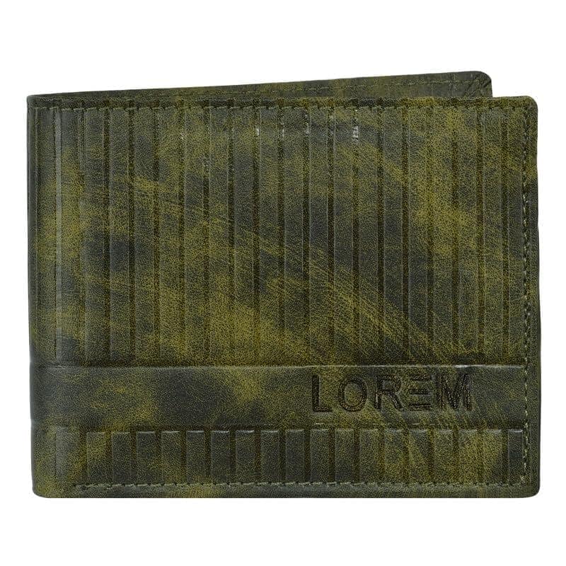 LOREM 3D Emboss Line Bi-Fold Faux Leather 3 ATM Card Slots Wallet for Men-UF