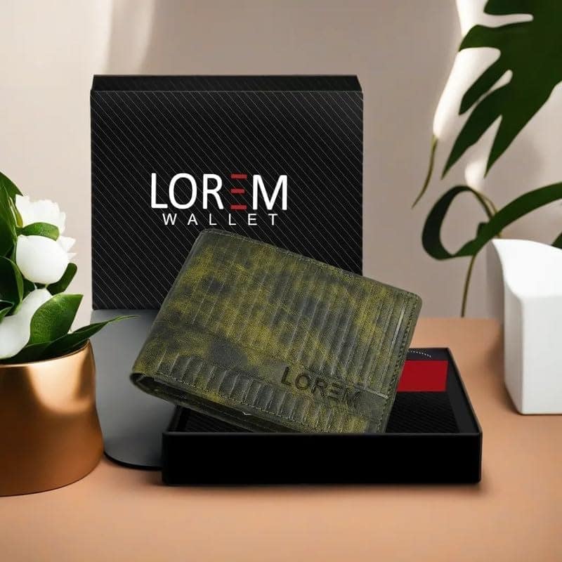 LOREM 3D Emboss Line Bi-Fold Faux Leather 3 ATM Card Slots Wallet for Men-UF view 2