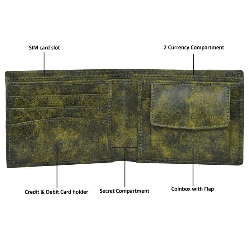 LOREM 3D Emboss Line Bi-Fold Faux Leather 3 ATM Card Slots Wallet for Men-UF view 4