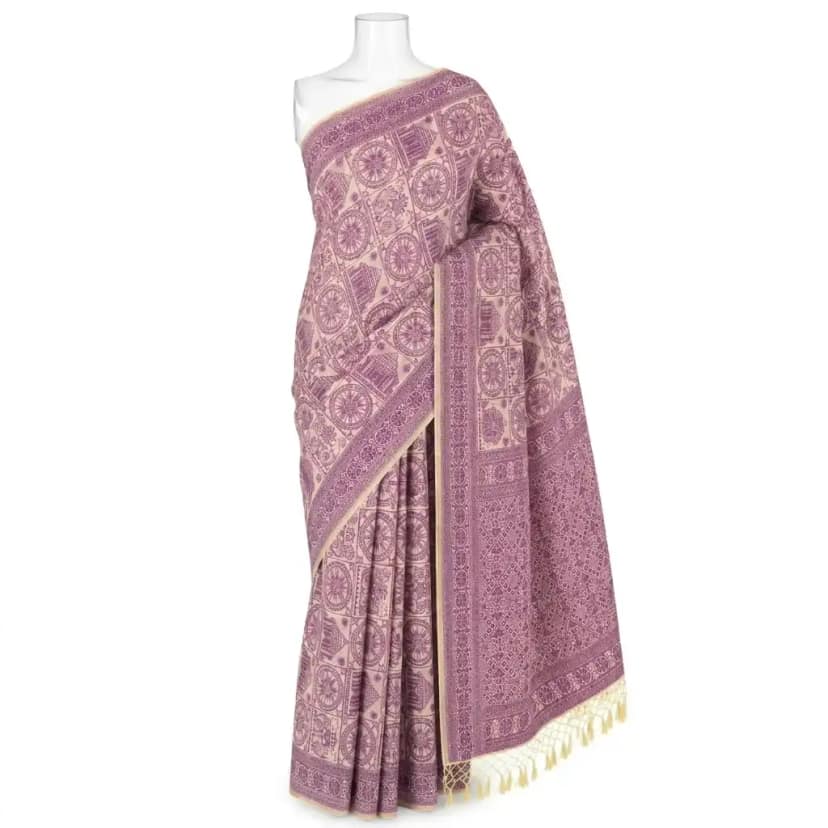 Tussar Sambalpuri Saree Geometric Floral Print – Multicolor