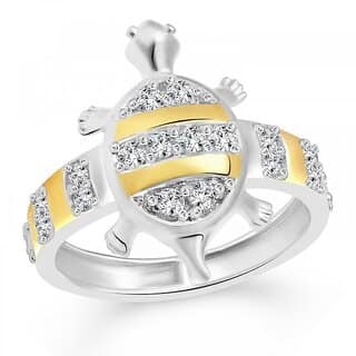 Vighnaharta White Attraction Turtle Silver and Rhodium Plated Ring - VFJ1093FRR