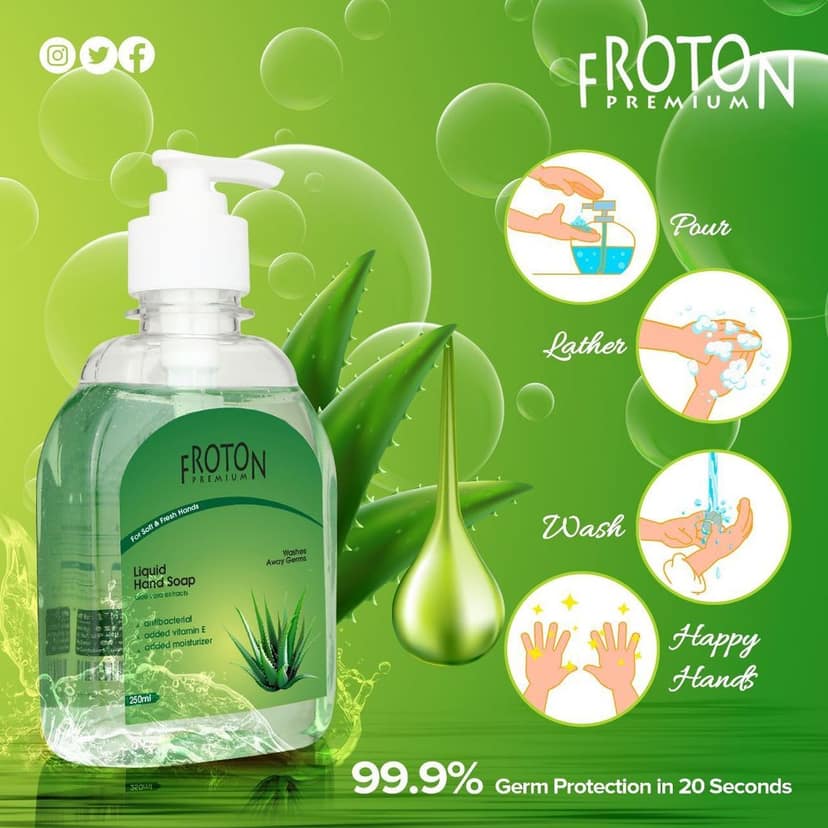 Froton Handwash Gold ,Aloevera,Rose,Green Apple 250ml Pack of 4 view 5