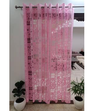 Homefab India Floral Transparent Eyelet Window Curtain 5ft (Pack of 2) - White