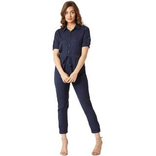 Miss Chase Women's Navy Cherish Your Love Tie-Up Jumpsuit view 2
