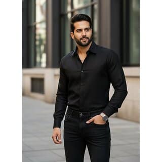 Casualbud Black Men's Cotton Formal Shirt