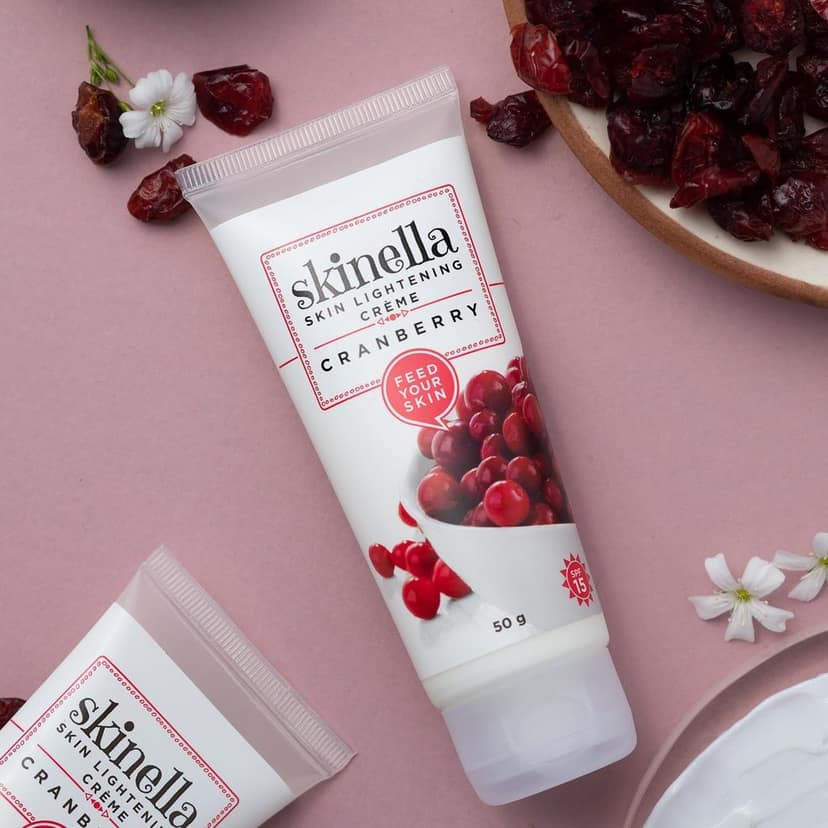 Skinella Skin Lightening Cream, Cranberry | non-greasy crme | With SPF 15 | sun protection and helps in reducing dark spots | all skin types 50 Gram view 7