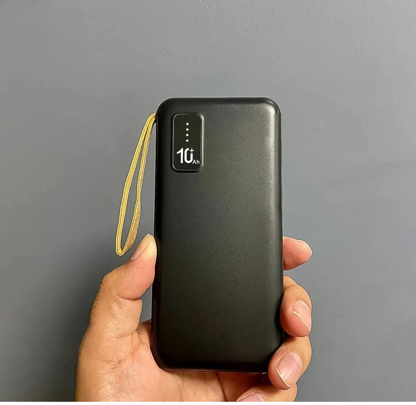 10000mAh, 12W Fast Charging Power Bank with built 4 in 1 USB, Micro USB, Type-C & Lightning Cables, with Mobile Holder, Universal Compatibility (1 Pc)