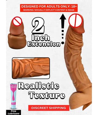 Silicon Made 8 Inch Dragon Condom In Brown Skin Color With 2 Inch Extension By Naughty Nights + Free Kaamraj Lube