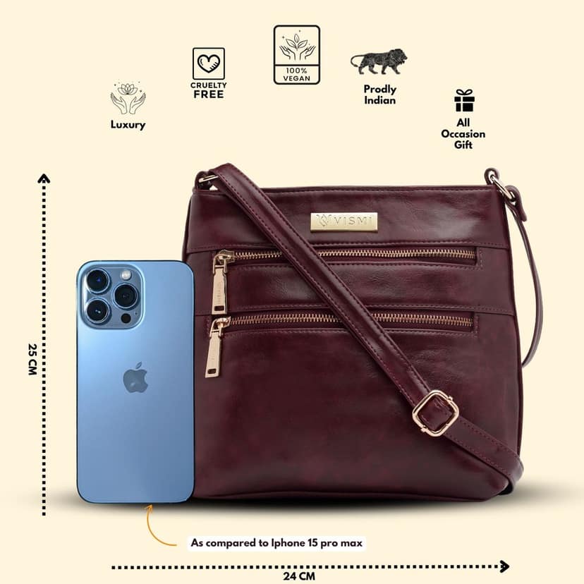 VISMIINTREND Sling Bag for Women | Crossbody Messenger Bag | Pu Leather Stylish Shoulder Bag | Water Resistant Adjustable Strap view 4