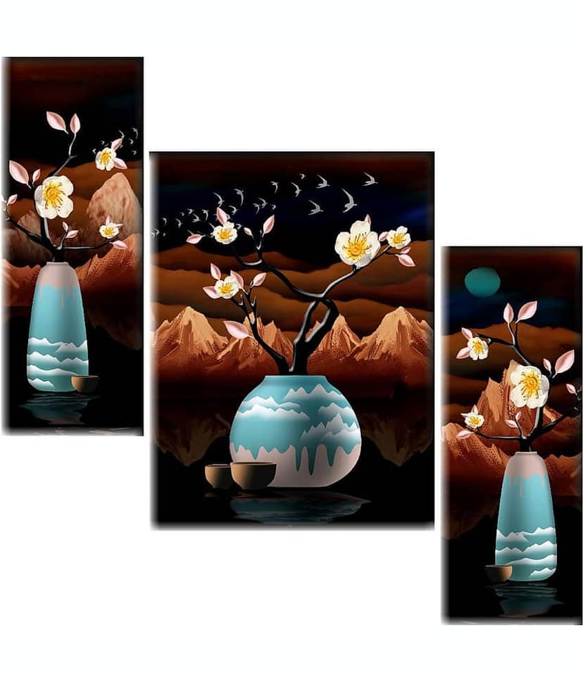 SNDArt - Flower Pots Wall Painting For Living Room Gift Items 12 x 18 inch