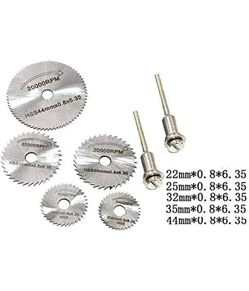 DIY Crafts Metal HSS Circular Saw Blades Set Cutting Discs for Rotary Tool -6 Pieces(5 Blades, 1 Pin) view 2