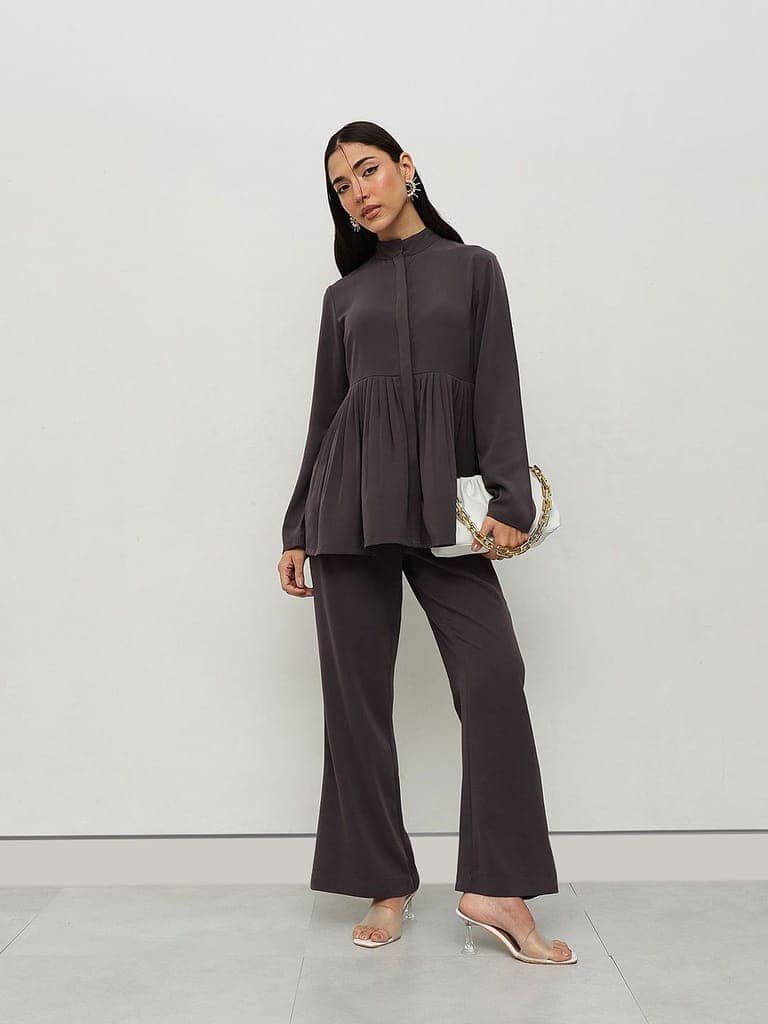 Charcoal Peplum Co-ord Set view 6